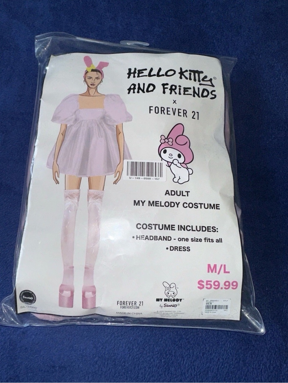 Womens Forever 21 Hello Kitty & Friends Costume Melody Dress Sexy Halloween M/L
